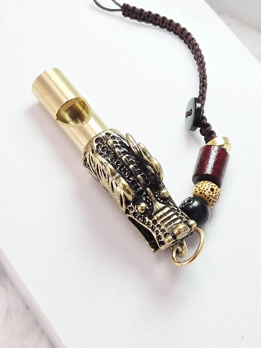 Brass Dragon Whistle Keychain Chinese Dragon EDC Survival Pendant DND Fantasy